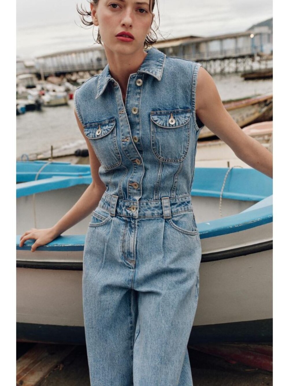 ZARA Z1975 BALLOON LEG DENIM JUMPSUIT